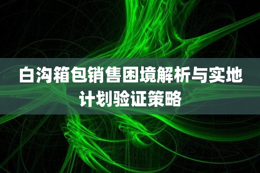 白沟箱包销售困境解析与实地计划验证策略