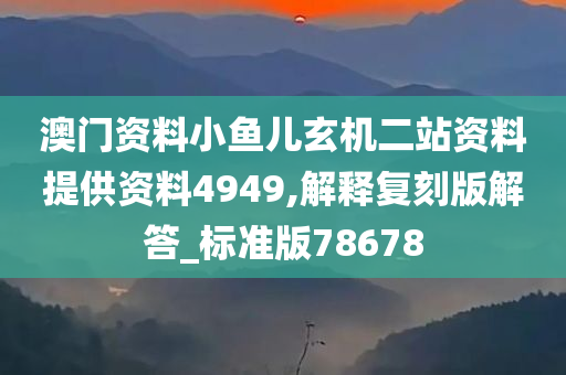 澳门资料小鱼儿玄机二站资料提供资料4949,解释复刻版解答_标准版78678