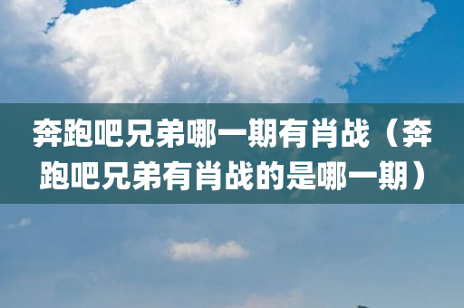 奔跑吧兄弟哪一期有肖战（奔跑吧兄弟有肖战的是哪一期）