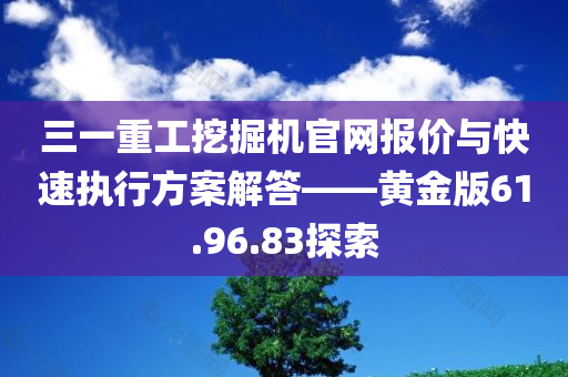 三一重工挖掘机官网报价与快速执行方案解答——黄金版61.96.83探索