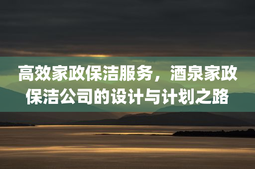 高效家政保洁服务，酒泉家政保洁公司的设计与计划之路