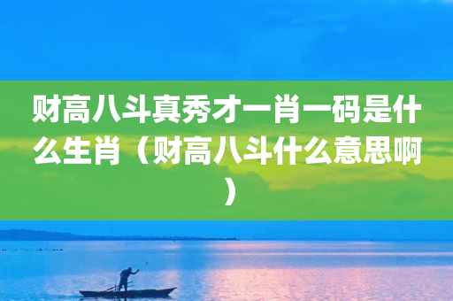 财高八斗真秀才一肖一码是什么生肖（财高八斗什么意思啊）