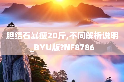 胆结石暴瘦20斤,不同解析说明_BYU版?NF8786