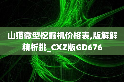 山猫微型挖掘机价格表,版解解精析挑_CXZ版GD676