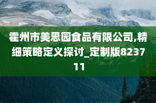 霍州市美思园食品有限公司,精细策略定义探讨_定制版823711