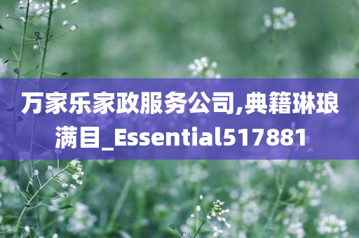 万家乐家政服务公司,典籍琳琅满目_Essential517881