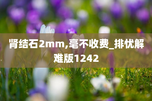 肾结石2mm,毫不收费_排忧解难版1242