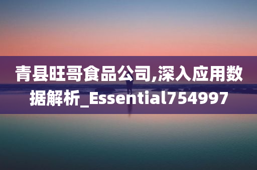 青县旺哥食品公司,深入应用数据解析_Essential754997