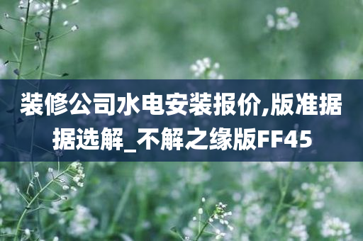 装修公司水电安装报价,版准据据选解_不解之缘版FF45