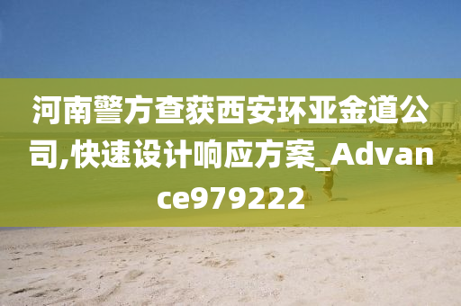 河南警方查获西安环亚金道公司,快速设计响应方案_Advance979222