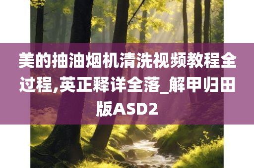 美的抽油烟机清洗视频教程全过程,英正释详全落_解甲归田版ASD2