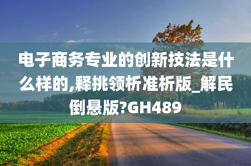 电子商务专业的创新技法是什么样的,释挑领析准析版_解民倒悬版?GH489