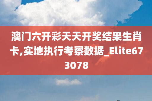 澳门六开彩天天开奖结果生肖卡,实地执行考察数据_Elite673078