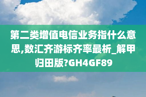 第二类增值电信业务指什么意思,数汇齐游标齐率最析_解甲归田版?GH4GF89