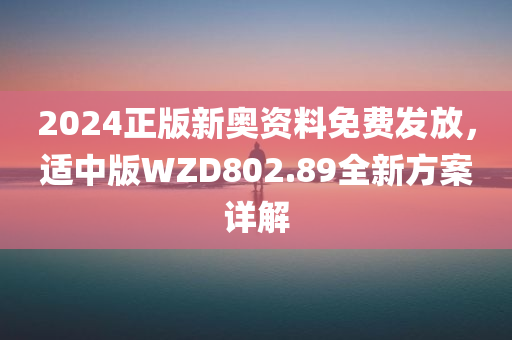 2024正版新奥资料免费发放，适中版WZD802.89全新方案详解