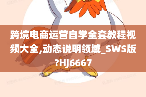 跨境电商运营自学全套教程视频大全,动态说明领域_SWS版?HJ6667