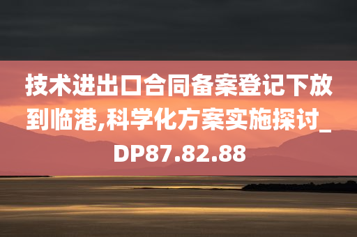 技术进出口合同备案登记下放到临港,科学化方案实施探讨_DP87.82.88