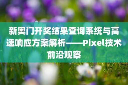 新奥门开奖结果查询系统与高速响应方案解析——Pixel技术前沿观察