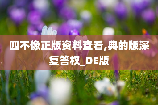 四不像正版资料查看,典的版深复答权_DE版