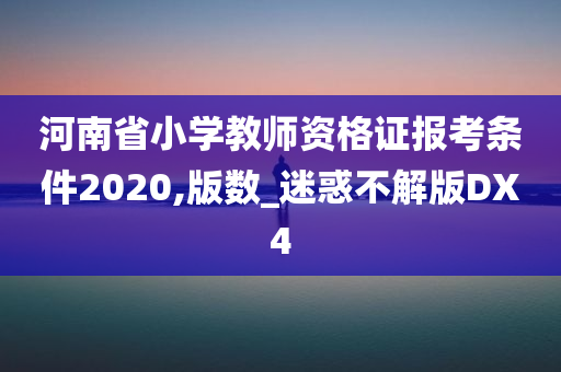 河南省小学教师资格证报考条件2020,版数_迷惑不解版DX4