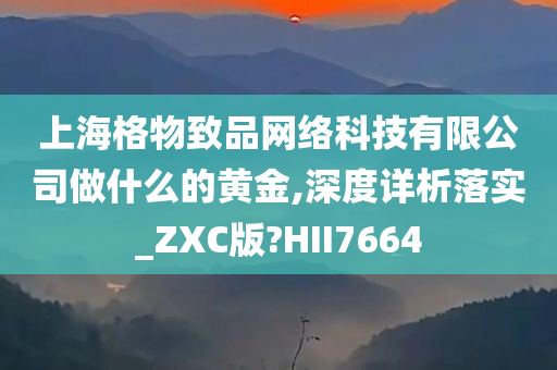 上海格物致品网络科技有限公司做什么的黄金,深度详析落实_ZXC版?HII7664