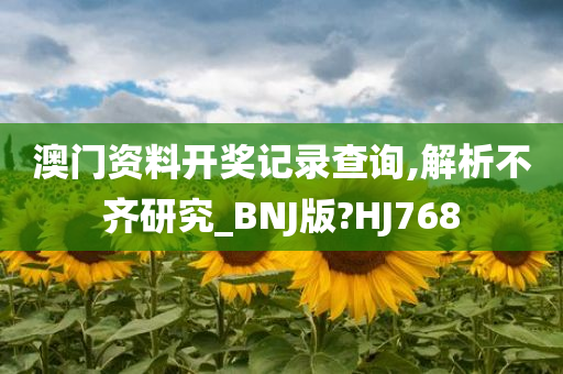 澳门资料开奖记录查询,解析不齐研究_BNJ版?HJ768