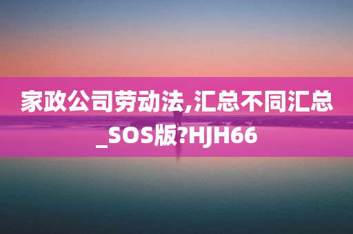 家政公司劳动法,汇总不同汇总_SOS版?HJH66