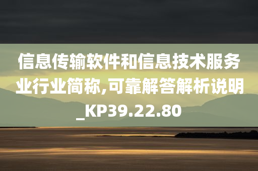 信息传输软件和信息技术服务业行业简称,可靠解答解析说明_KP39.22.80