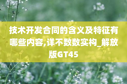 技术开发合同的含义及特征有哪些内容,详不数数实构_解放版GT45