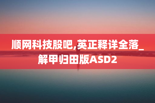 顺网科技股吧,英正释详全落_解甲归田版ASD2