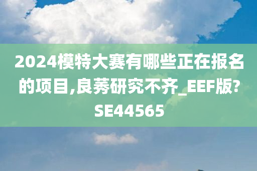 2024模特大赛有哪些正在报名的项目,良莠研究不齐_EEF版?SE44565