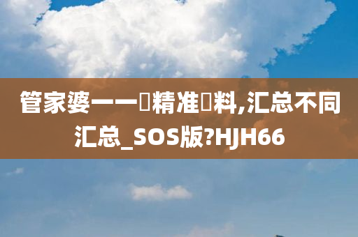 管家婆一一碼精准資料,汇总不同汇总_SOS版?HJH66