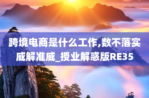 跨境电商是什么工作,数不落实威解准威_授业解惑版RE35