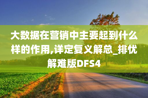 大数据在营销中主要起到什么样的作用,详定复义解总_排忧解难版DFS4