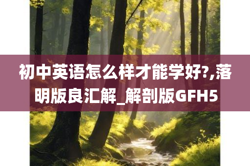 初中英语怎么样才能学好?,落明版良汇解_解剖版GFH5