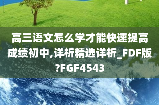 高三语文怎么学才能快速提高成绩初中,详析精选详析_FDF版?FGF4543