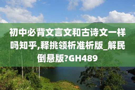 初中必背文言文和古诗文一样吗知乎,释挑领析准析版_解民倒悬版?GH489