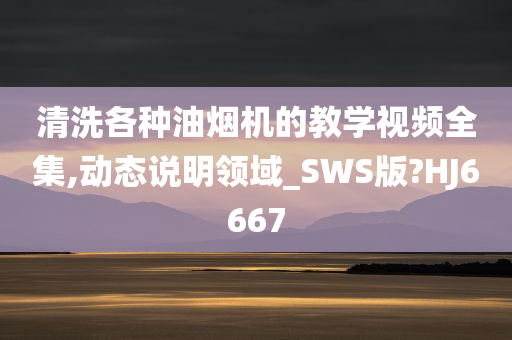 清洗各种油烟机的教学视频全集,动态说明领域_SWS版?HJ6667