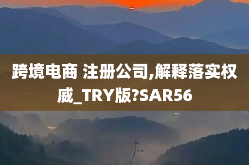 跨境电商 注册公司,解释落实权威_TRY版?SAR56