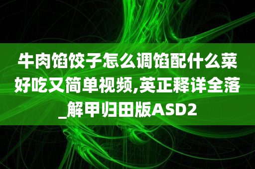 牛肉馅饺子怎么调馅配什么菜好吃又简单视频,英正释详全落_解甲归田版ASD2