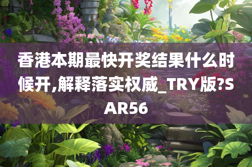 香港本期最快开奖结果什么时候开,解释落实权威_TRY版?SAR56