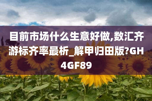 目前市场什么生意好做,数汇齐游标齐率最析_解甲归田版?GH4GF89