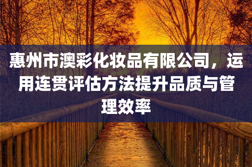 惠州市澳彩化妆品有限公司，运用连贯评估方法提升品质与管理效率