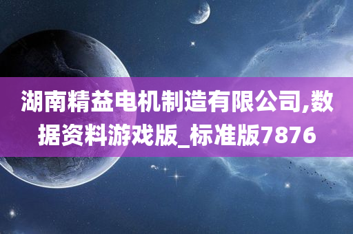 湖南精益电机制造有限公司,数据资料游戏版_标准版7876