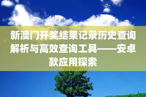 新澳门开奖结果记录历史查询解析与高效查询工具——安卓款应用探索