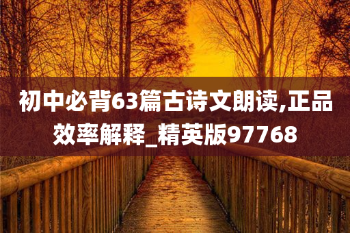 初中必背63篇古诗文朗读,正品效率解释_精英版97768