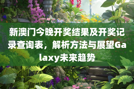 新澳门今晚开奖结果及开奖记录查询表，解析方法与展望Galaxy未来趋势