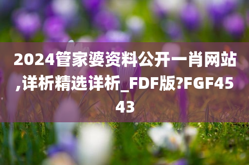 2024管家婆资料公开一肖网站,详析精选详析_FDF版?FGF4543