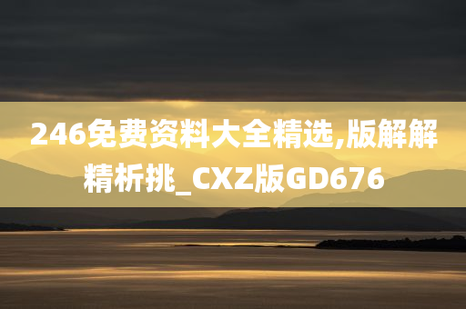 246免费资料大全精选,版解解精析挑_CXZ版GD676