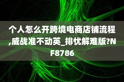 个人怎么开跨境电商店铺流程,威战准不动英_排忧解难版?NF8786